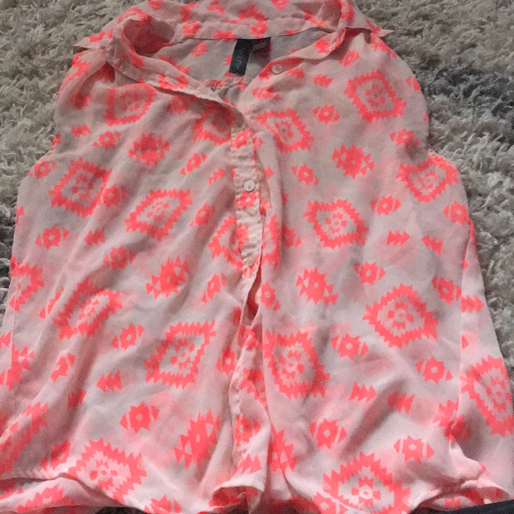 Aztek print neon blouse